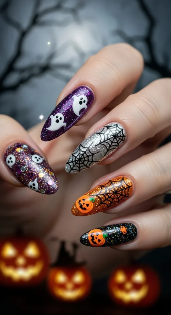 Boo-tiful Glitter Nails