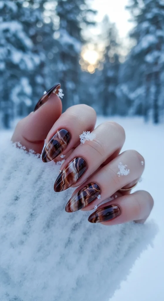 Brown Marble Nails