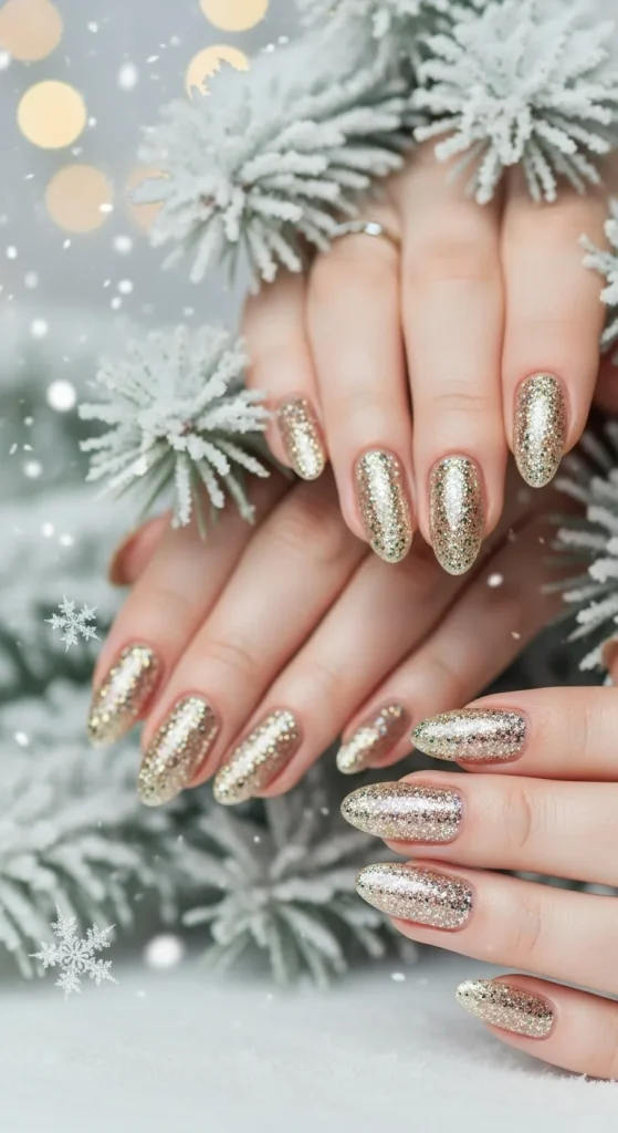 Champagne Glitter Nails