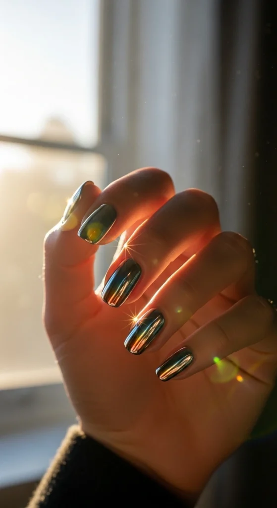 Chrome Accent Nails