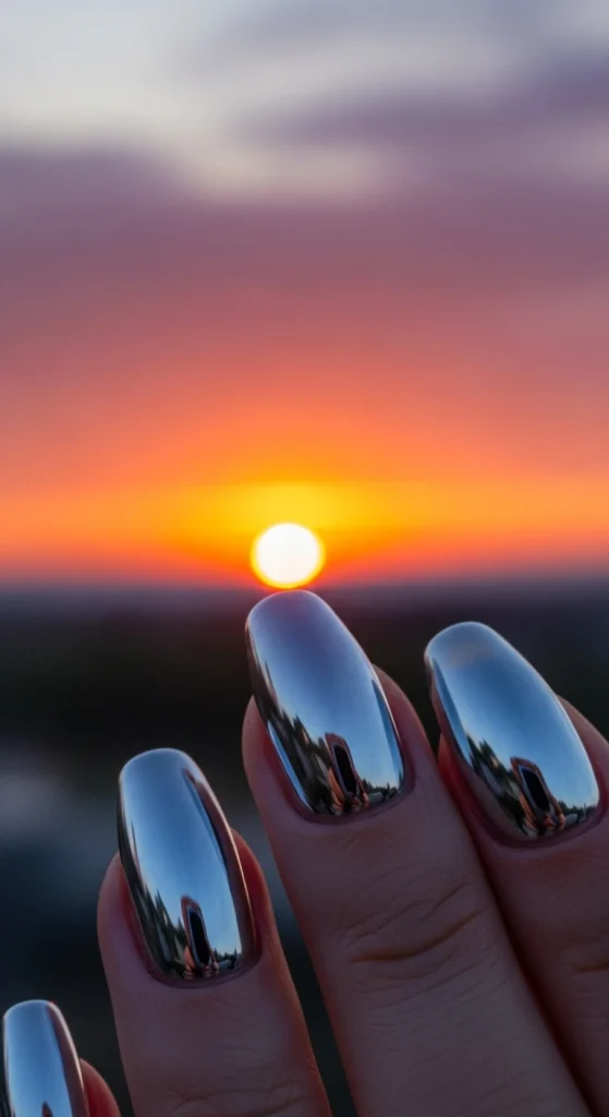 Classic Silver Chrome Nails