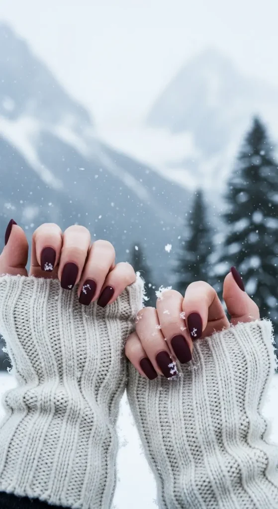 Deep Burgundy Matte Nails