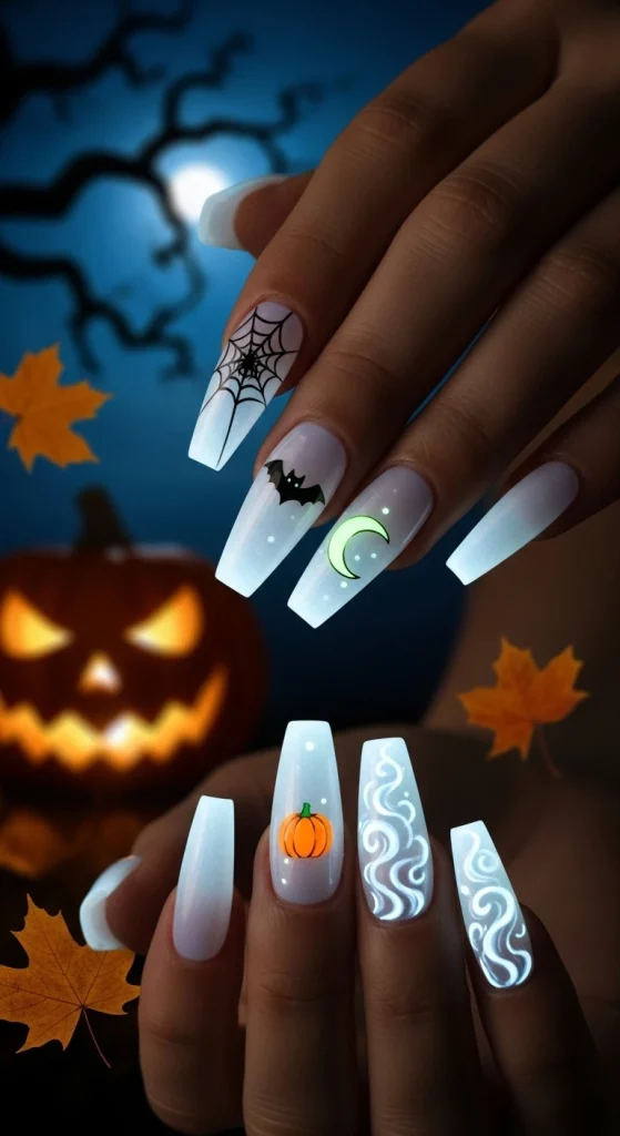 Ghostly Glow Nails