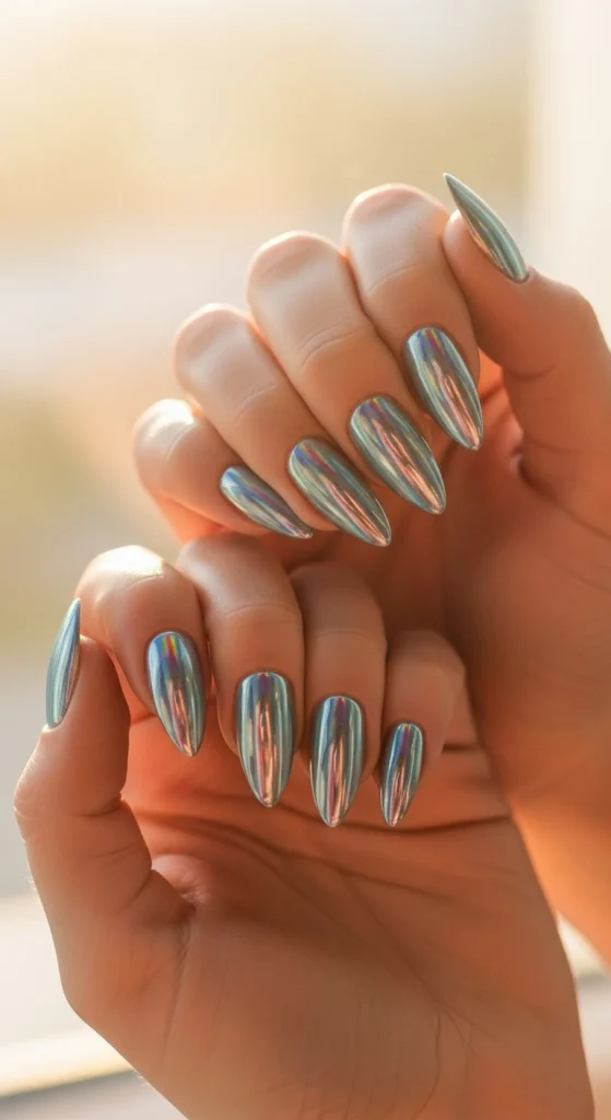 Holographic Chrome Nail