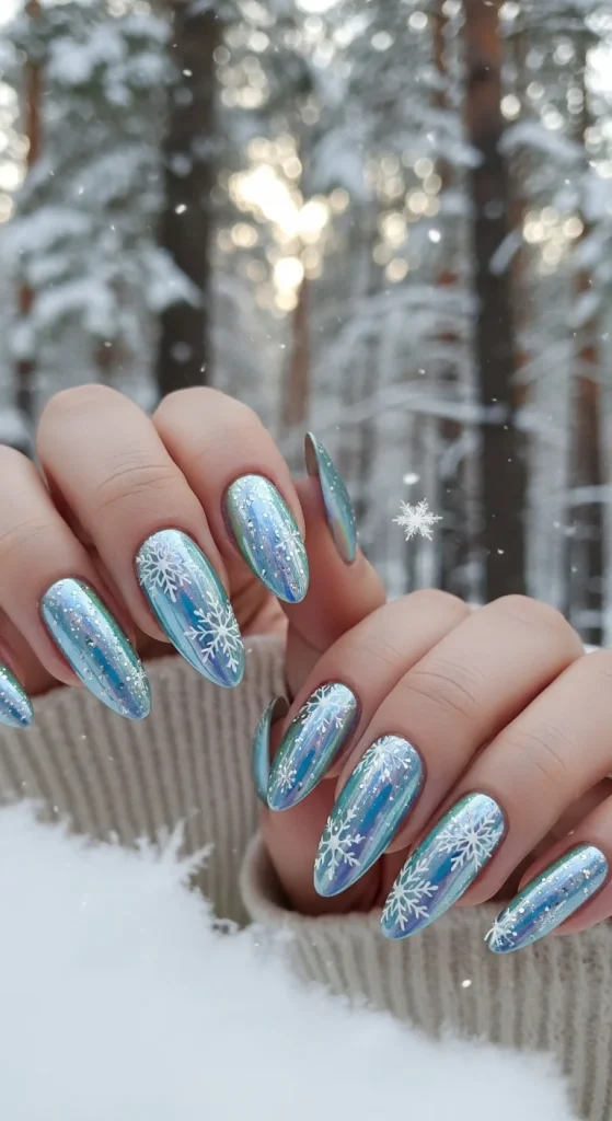 Holographic Winter Nails