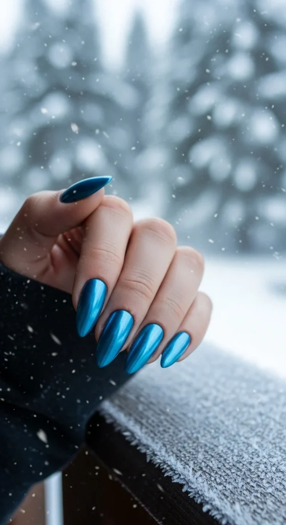 Metallic Blue Nails