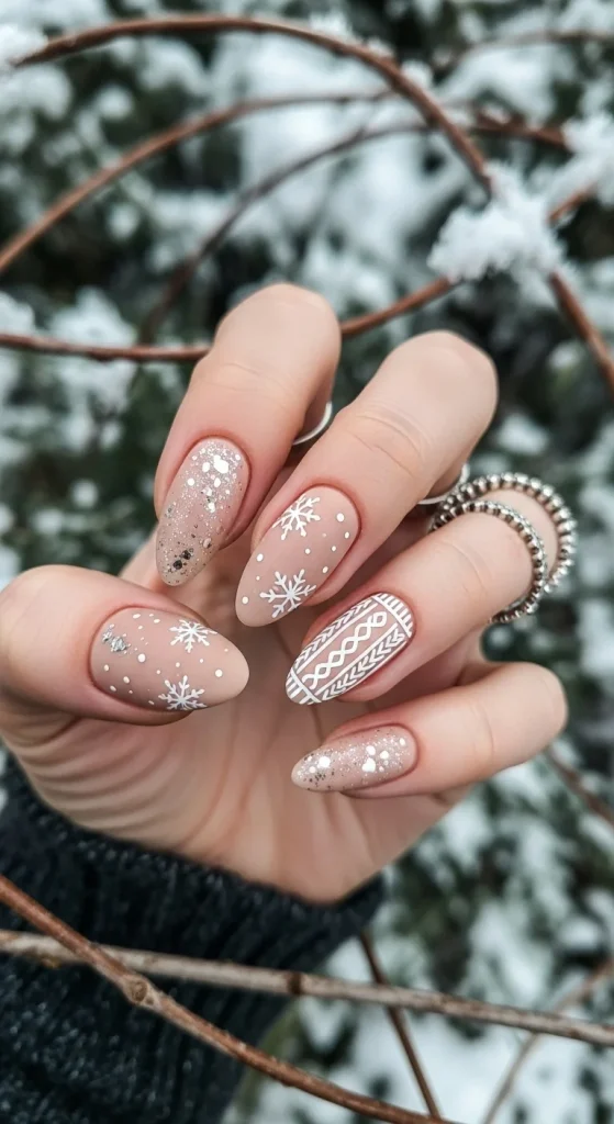 Nude Beige Winter Nails