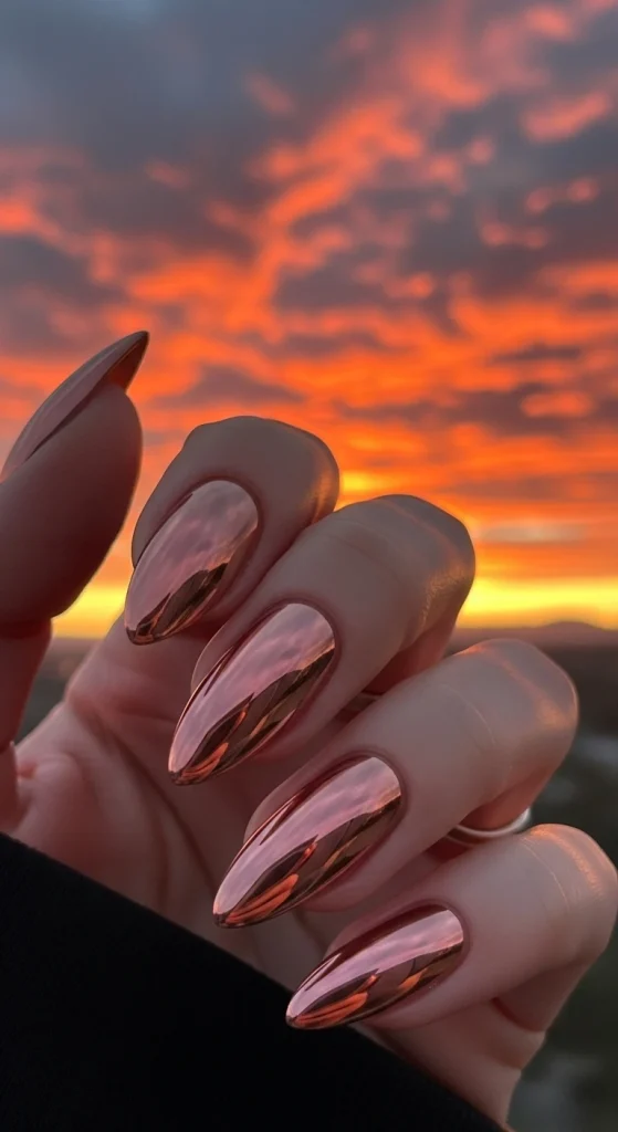 Rose Gold Chrome Nails