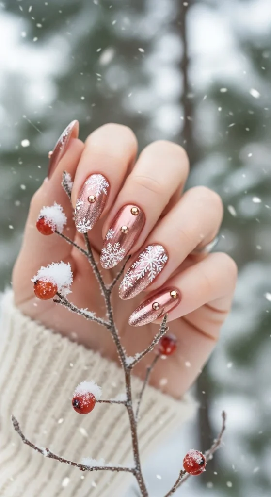 Rose Gold Winter Nails