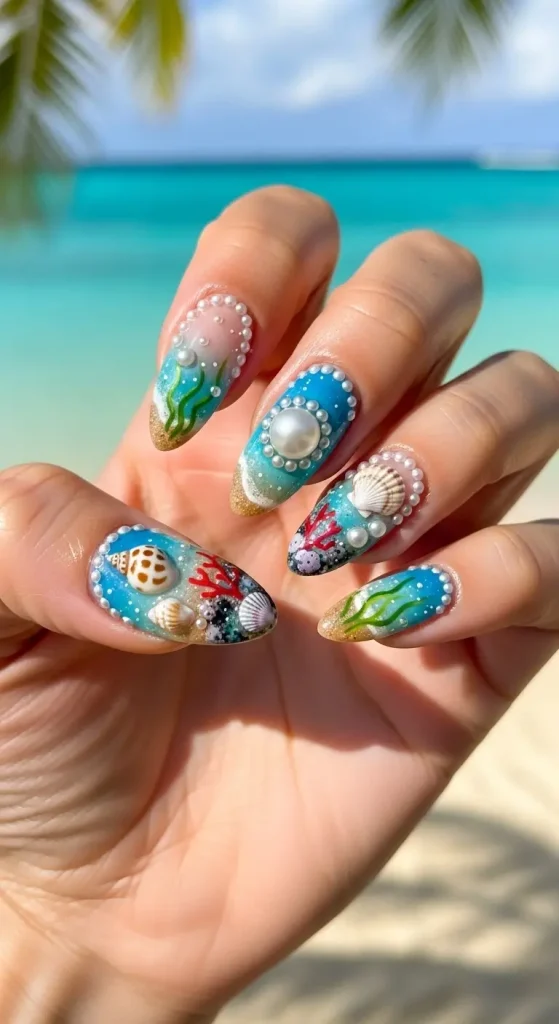
Seashell Embellished Nails
