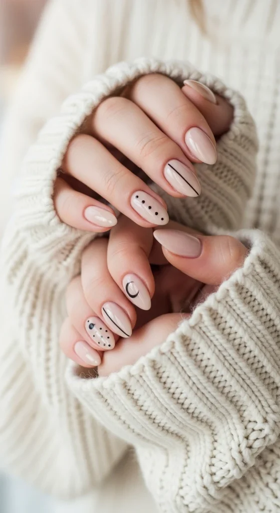 Almond Nails with Minimalist Art