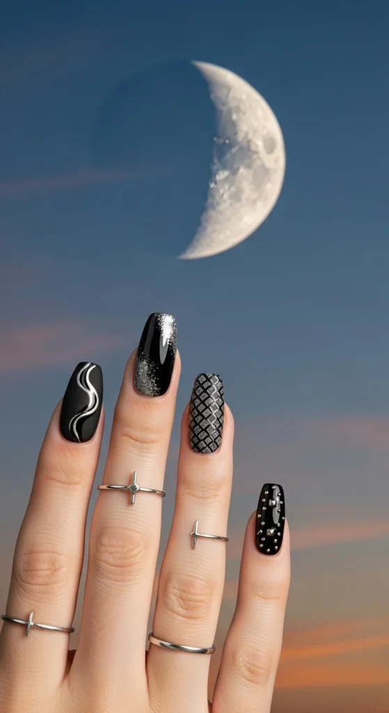 Black Gel Nail Designs