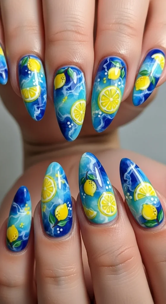 Blue Marble with Lemon Details