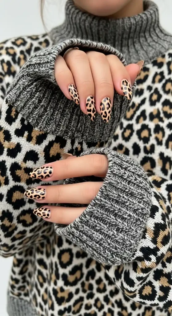 Bold Animal Print Almond Nails