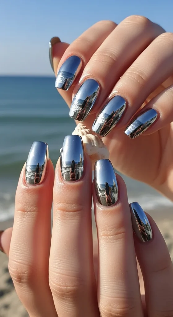Bold Chrome Nails for Extra Shine