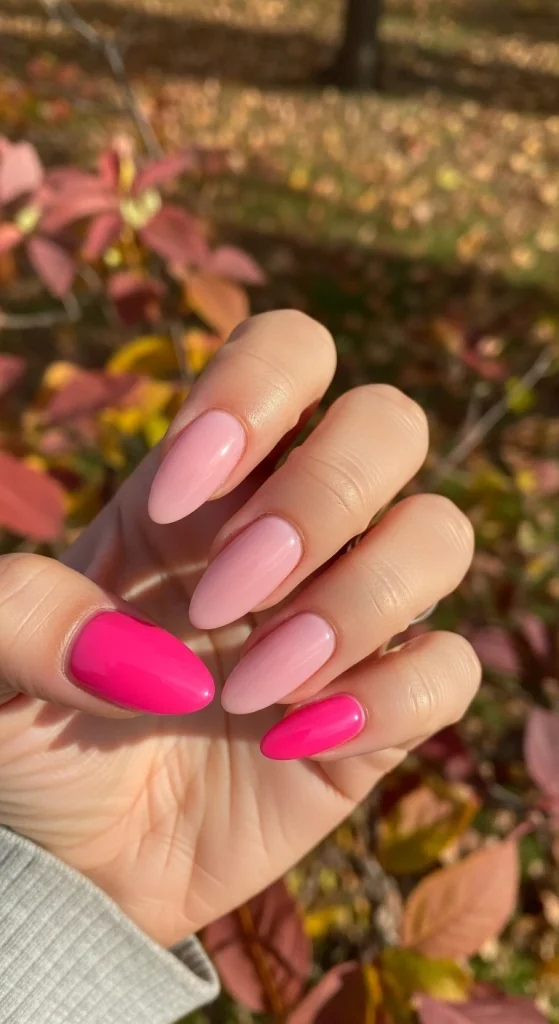 Bold Hot Pink Accent Nails