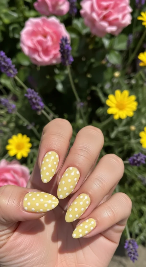 Butter Yellow Polka Dot Nails