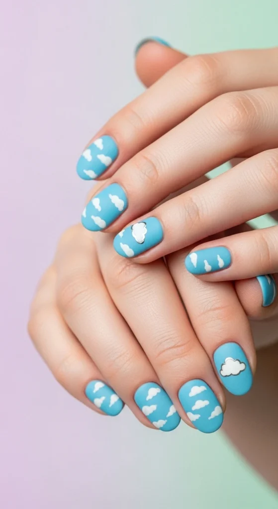 Cloudy Day Blues Nails