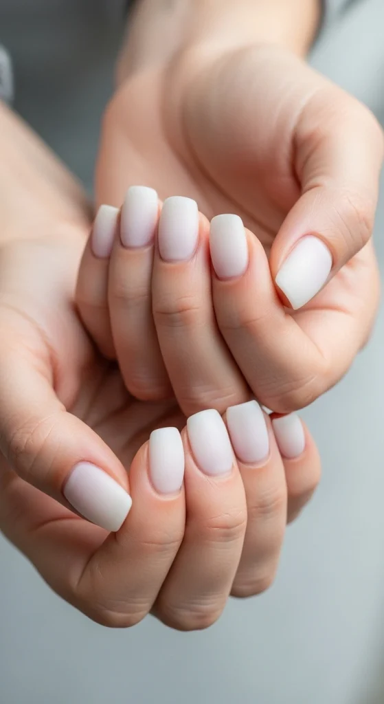 Cloudy Matte White Nails