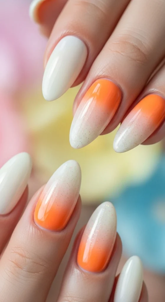 Creamsicle Shine Nails