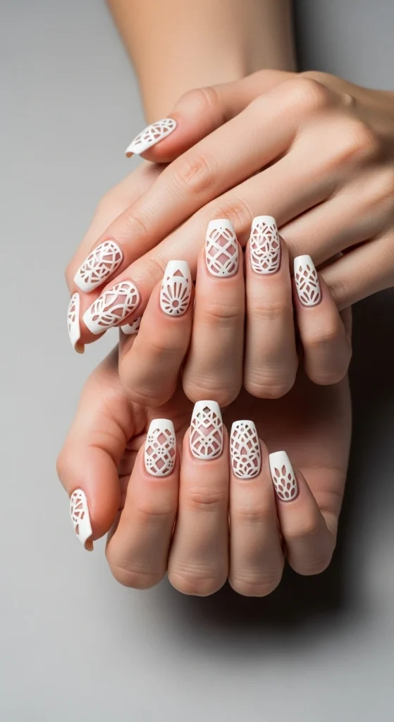 Cut-Out White Nails