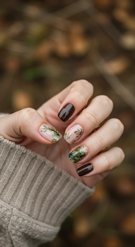 Earthy Accent Nails