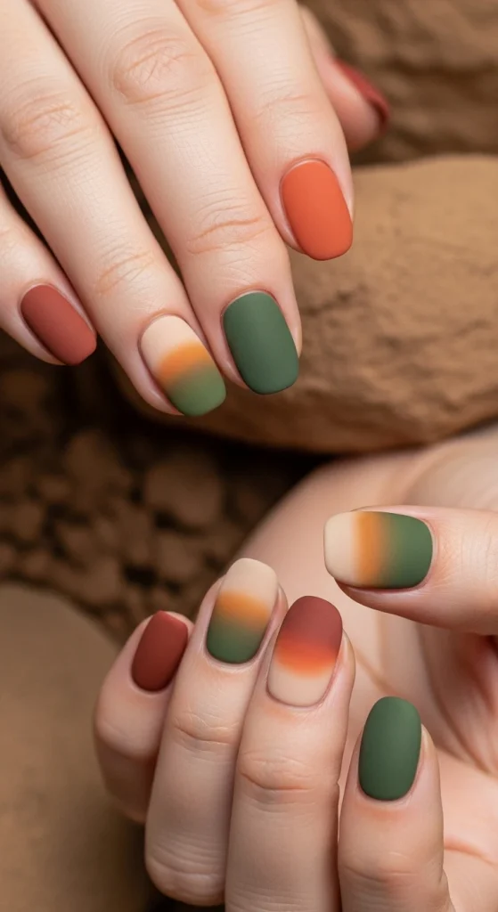 Earthy Gradient Nails