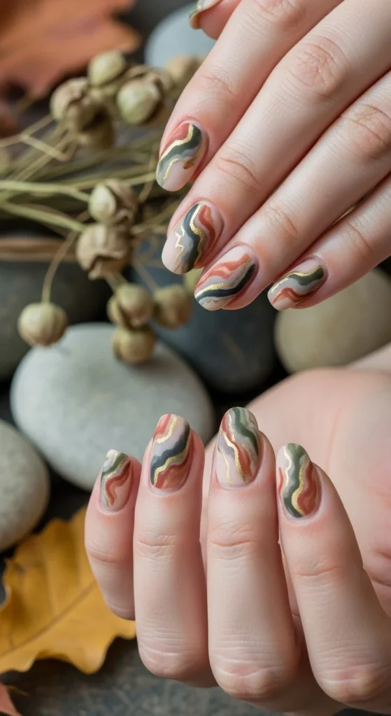 Earthy Marble Nails