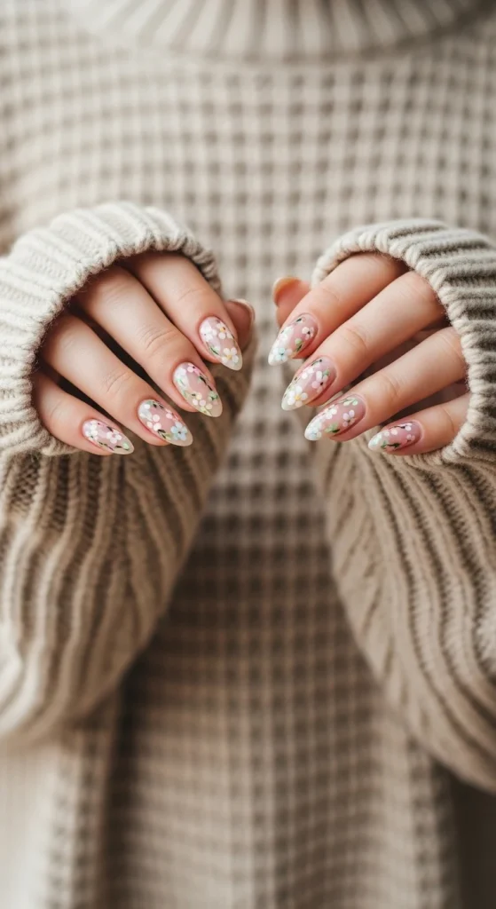 Floral Almond Nails