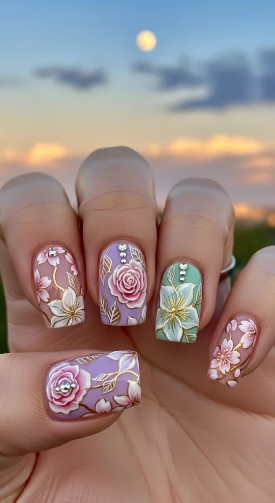 Floral Gel Nail Art