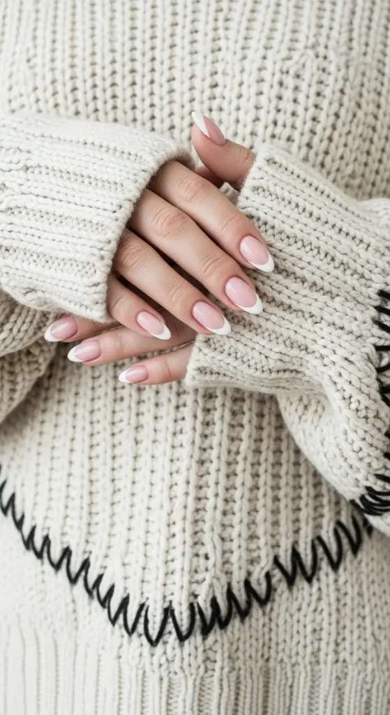 French Tip Almond Nails