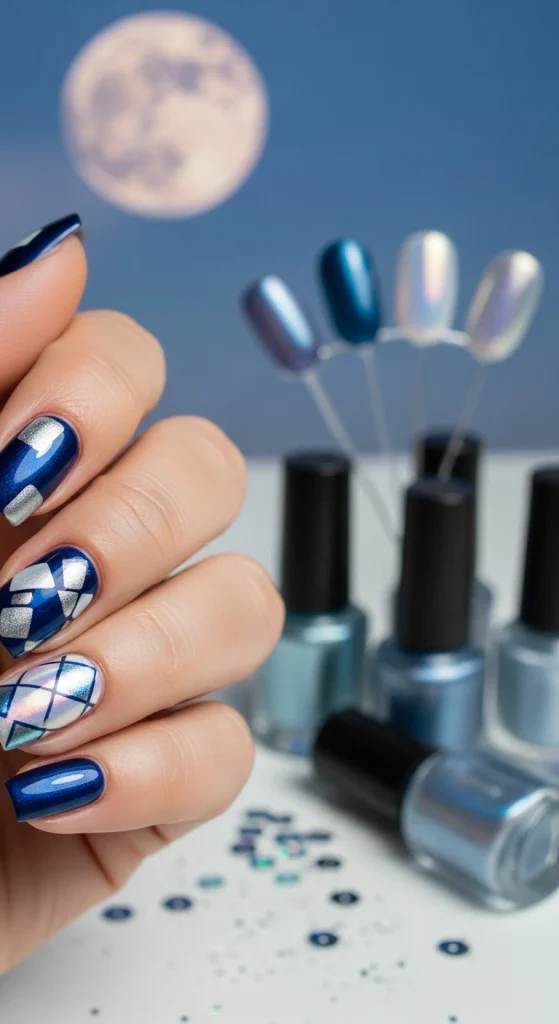 Geometric Gel Nail Art