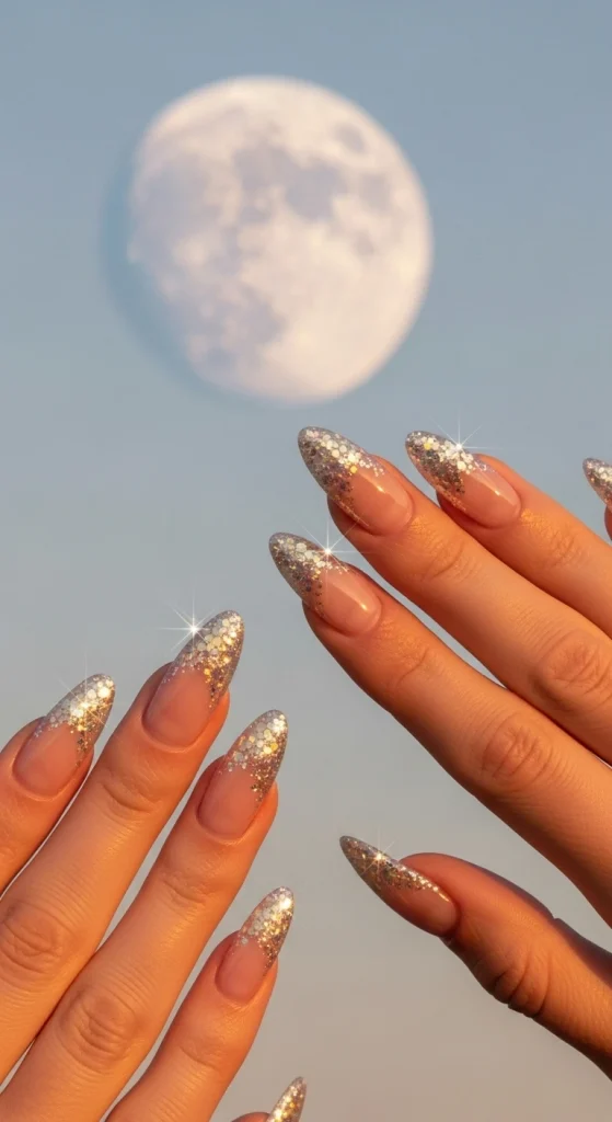 Glitter-Tipped Gel Nails
