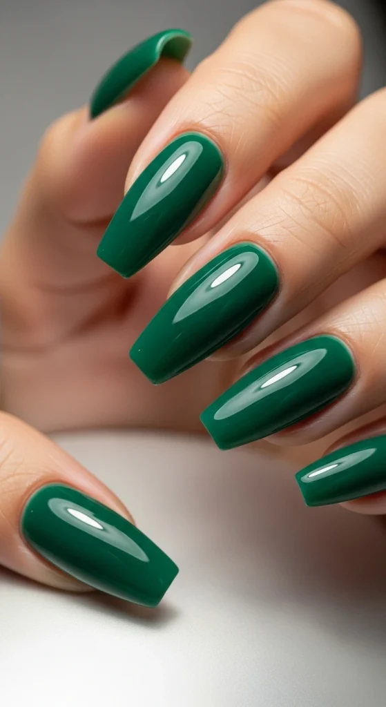 Glossy Emerald Statement Nails