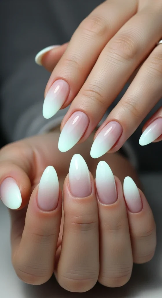 Gradient Glow White Nails