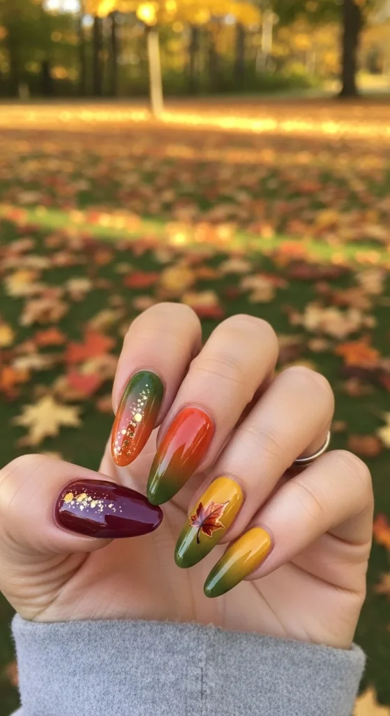 Gradient Ombre Fall Nails