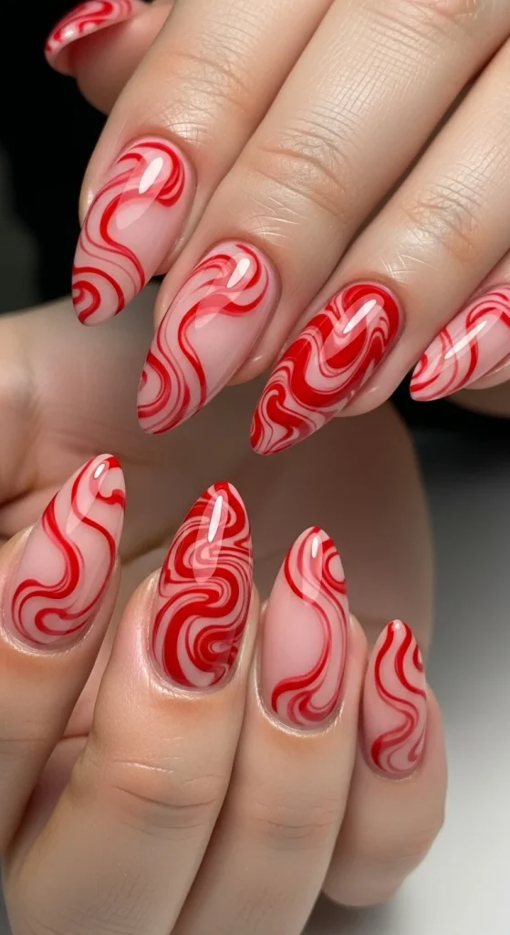 Inked Swirl Nails