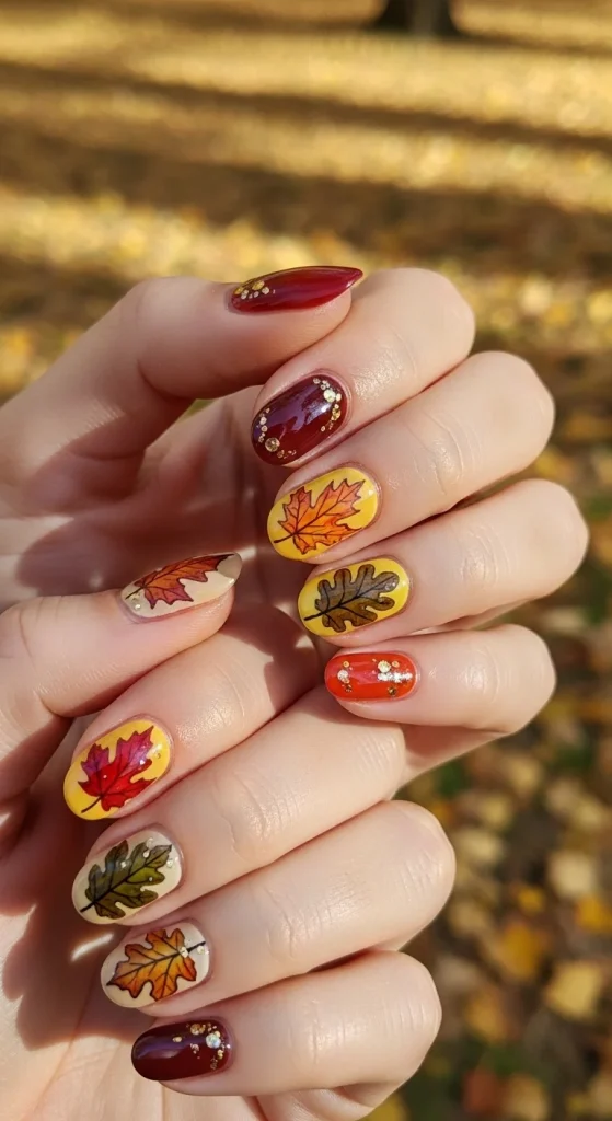 Leaf-Inspired Nail Art