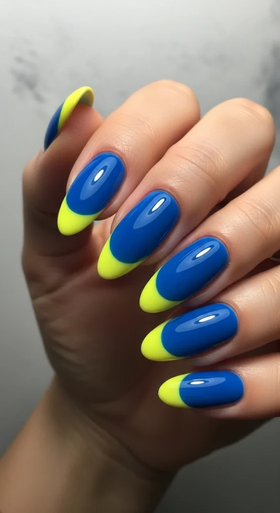 Lemon-Tipped Blue Nails
