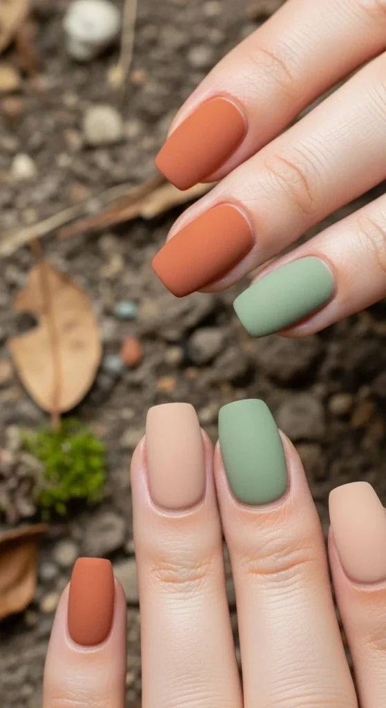 Matte Earthy Nails