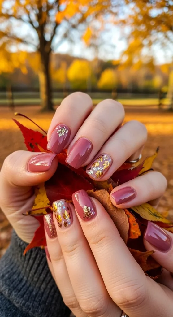 Mauve Pink Fall Nails