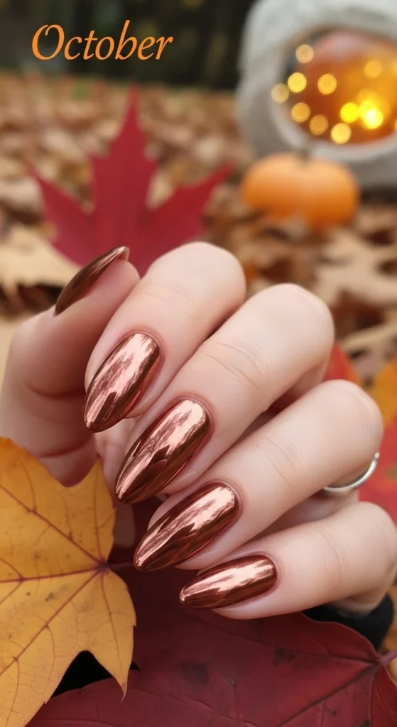Metallic Copper Shine Nails