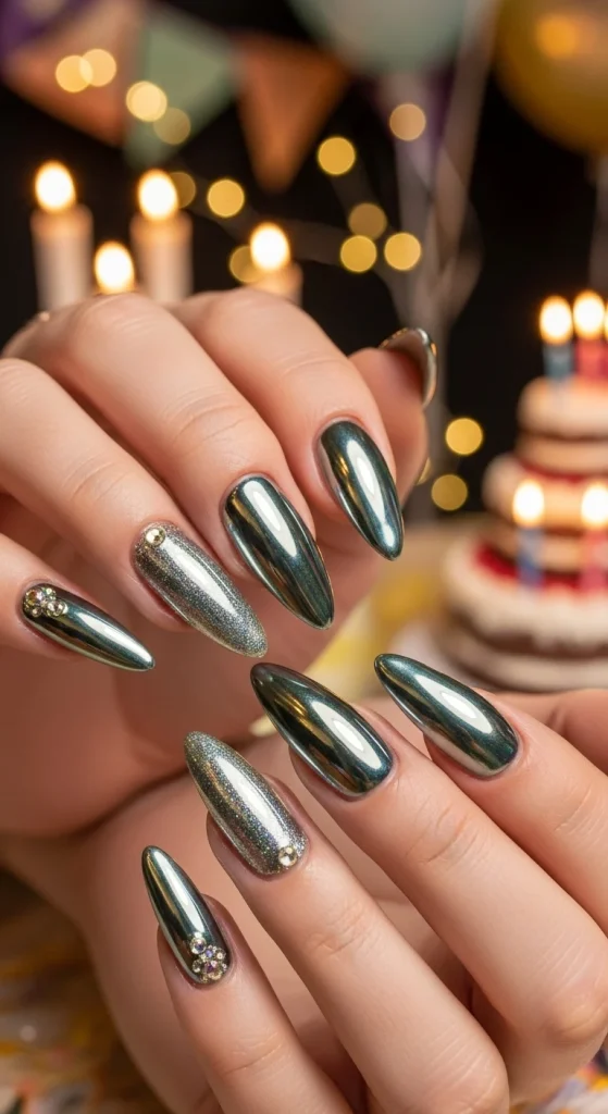 Metallic Glow Nails