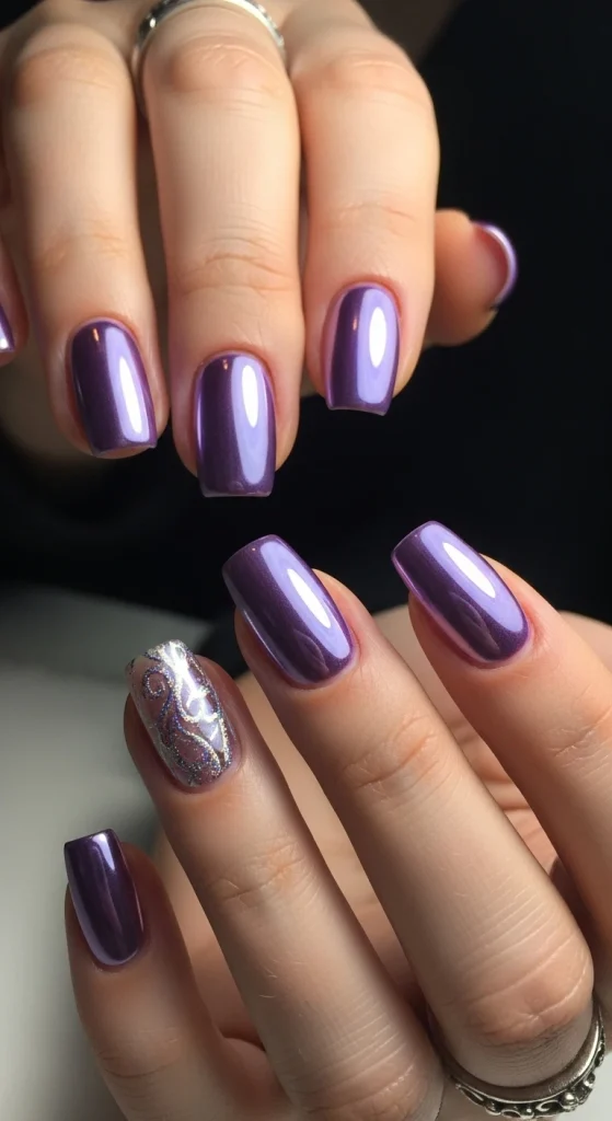 Metallic Lavender Nails