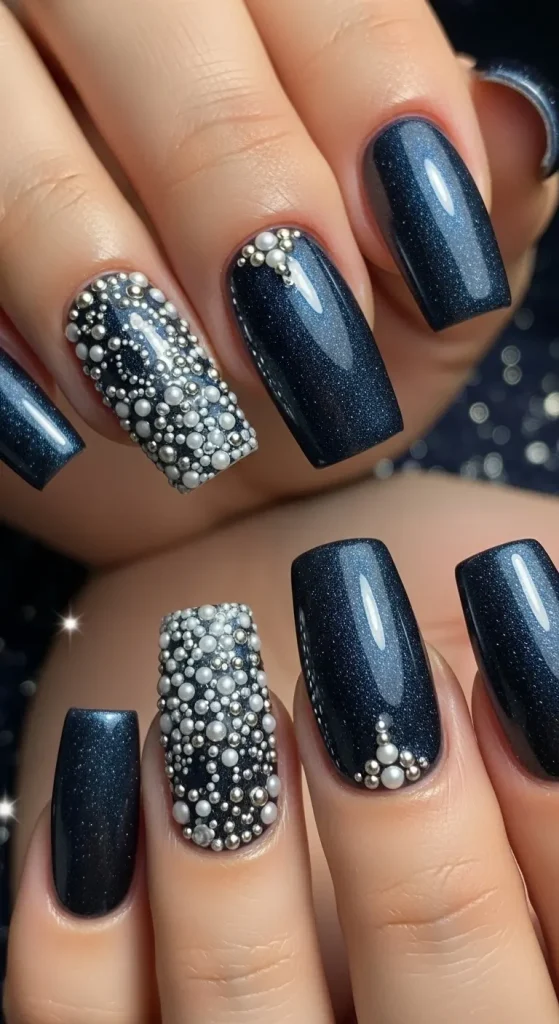 Midnight Pearl Accent Nails