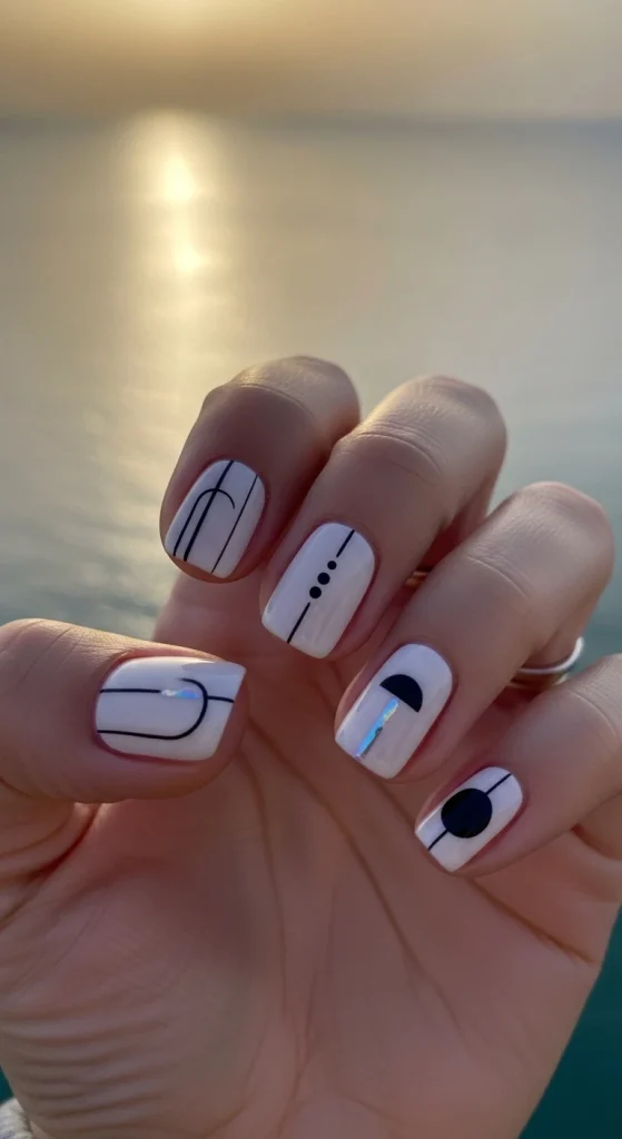 Minimal Black-and-White Nails