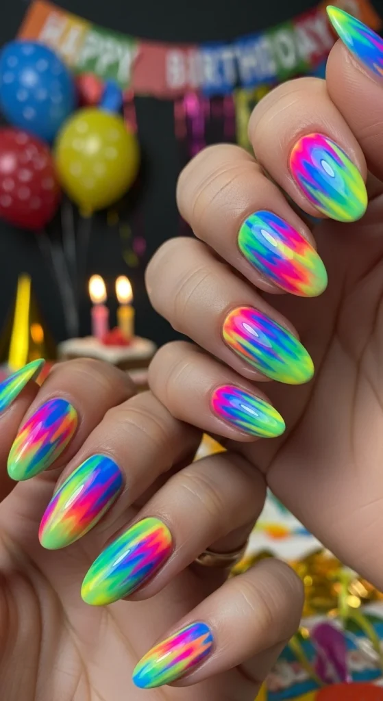 Neon Burst Nails