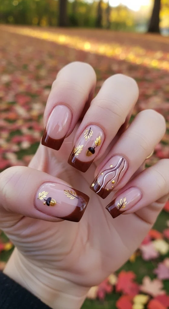 Nude and Brown French Tips