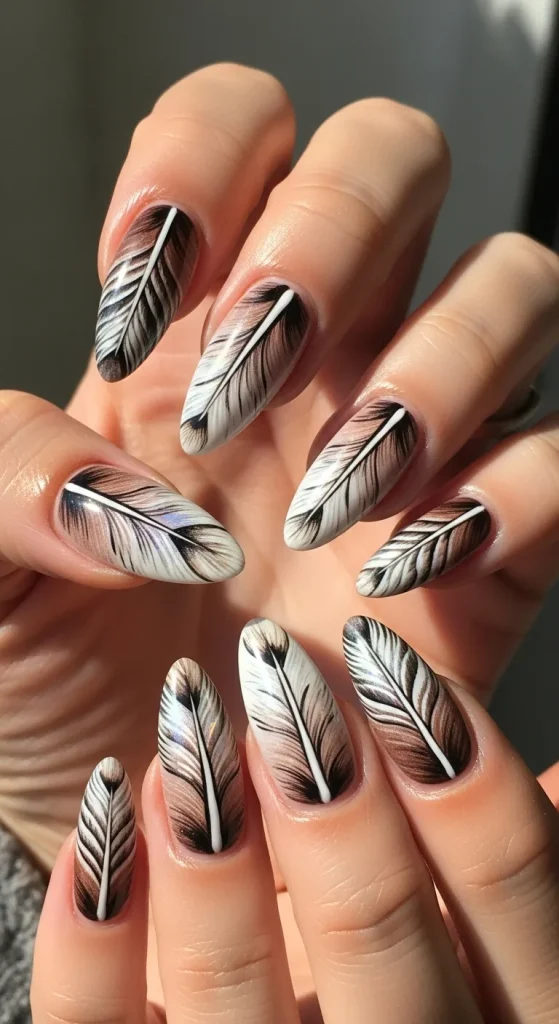 Owl Feather Nails
