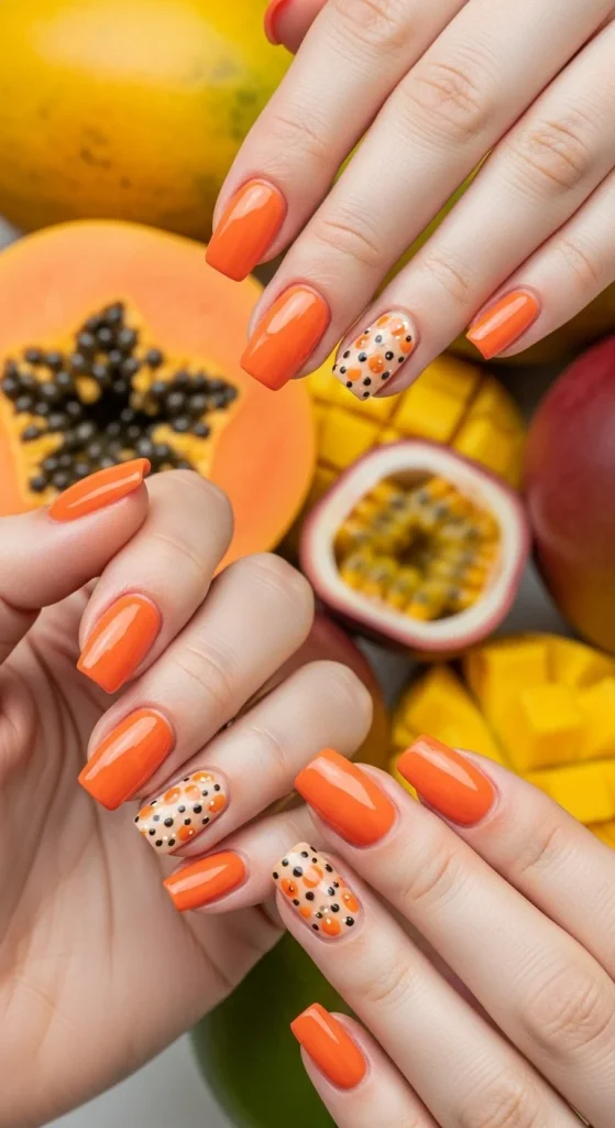 Papaya Bright Nails